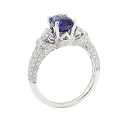 3.02 ctw Colored Stone and Diamond Ring - 18KT White Gold