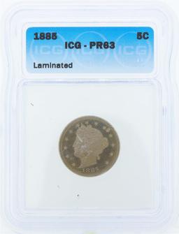 1885 Liberty Head Proof Nickel Coin ICG PR63 Laminated