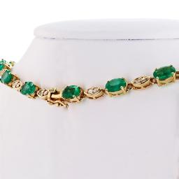 20.56 ctw Emerald and 1.50 ctw Diamond 14K Yellow Gold Necklace