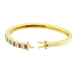 2.06 ctw Baguette Step Rubies And Diamond Bracelet - 18KT Yellow Gold