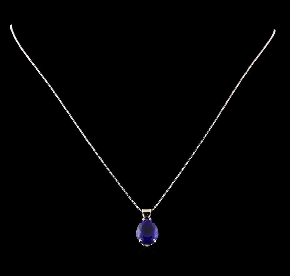 8.54 ctw Tanzanite Pendant With Chain - 14KT White Gold