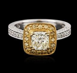 18KT Two-Tone Gold 1.43 ctw Fancy Light Yellow Diamond Ring