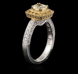 18KT Two-Tone Gold 1.43 ctw Fancy Light Yellow Diamond Ring