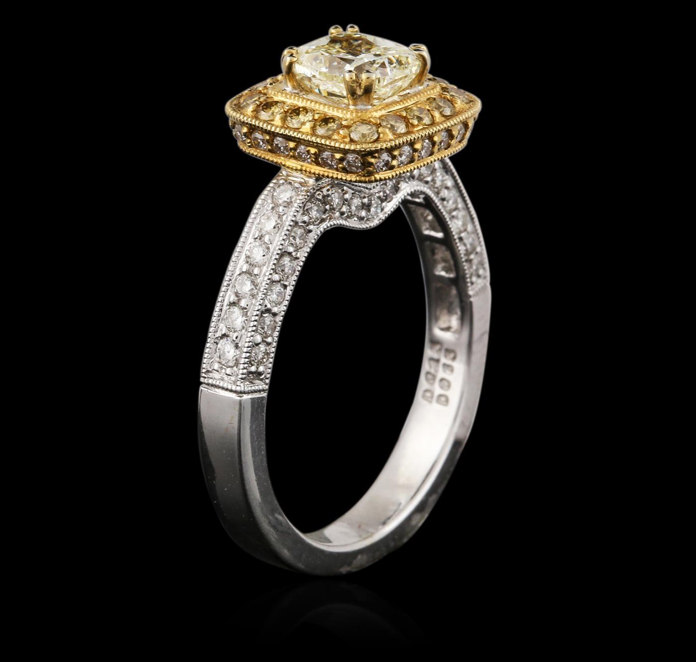 18KT Two-Tone Gold 1.43 ctw Fancy Light Yellow Diamond Ring