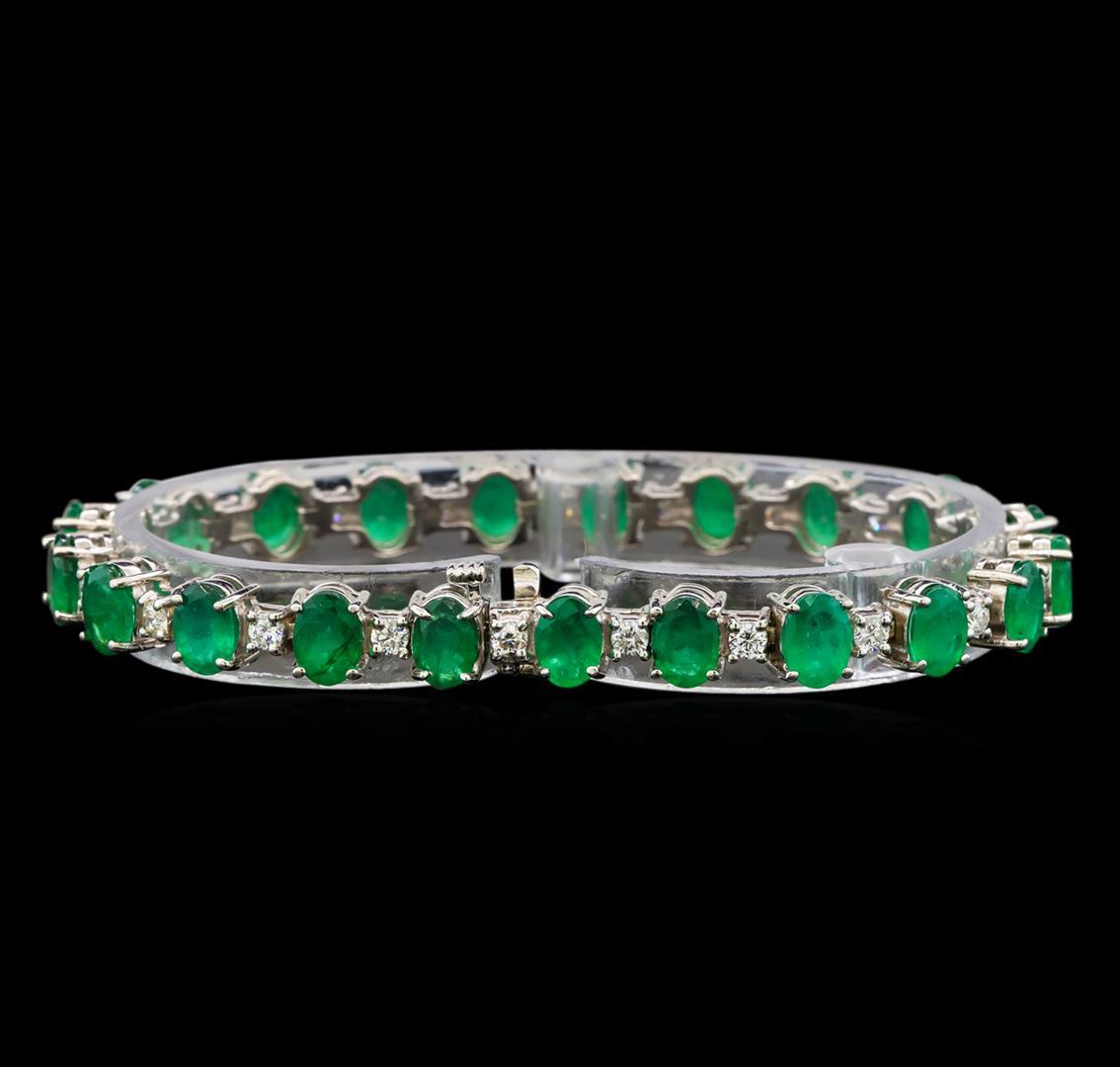 14KT White Gold 15.83 ctw Emerald and Diamond Bracelet