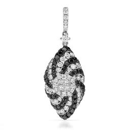 18k White Gold 1.55CTW Diamondand Black Diamonds Pendant, (VS1-VS2/G)