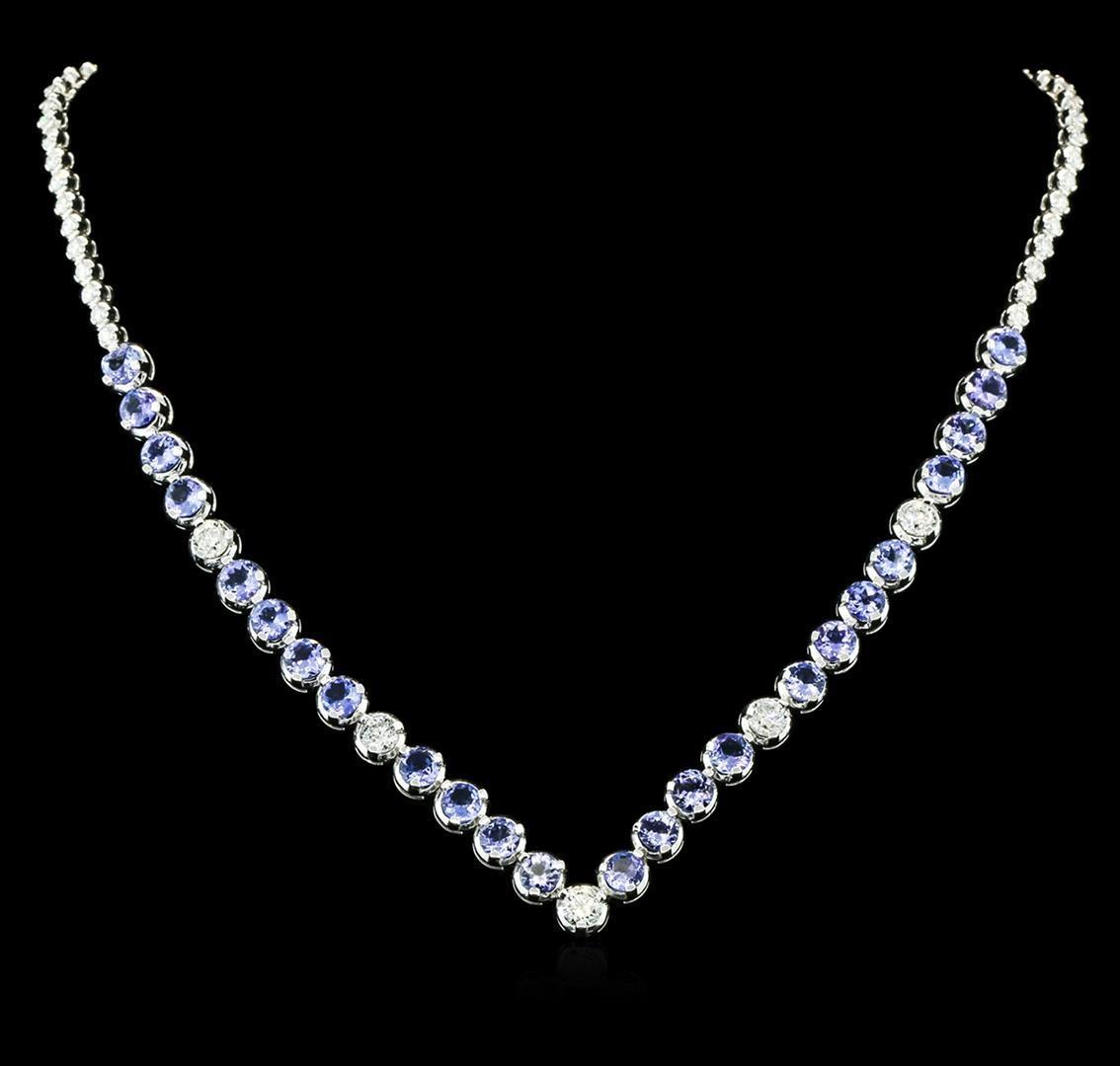 14KT White Gold 11.52 ctw Tanzanite and Diamond Necklace