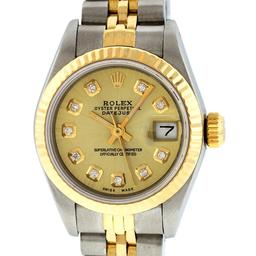 Rolex Ladies 2 Tone Champagne Diamond 26MM Datejust Wristwatch