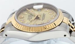 Rolex Ladies 2 Tone Champagne Diamond 26MM Datejust Wristwatch