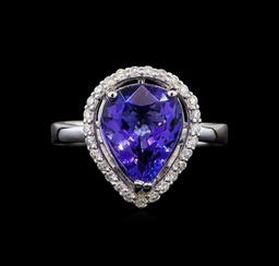 14KT White Gold 3.76 ctw Tanzanite and Diamond Ring