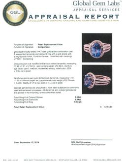 14KT Rose Gold 2.92 ctw Tanzanite and Diamond Ring