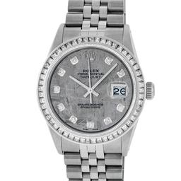 Rolex Mens SS Meteorite Diamond Princess Cut 36MM Datejust Wristwatch