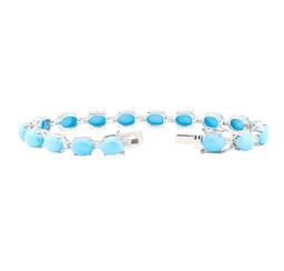 20.36 ctw Turquoise And Diamond Bracelet - 14KT White Gold