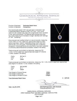 3.80 ctw Tanzanite and Diamond Pendant With Chain - 14KT Rose Gold