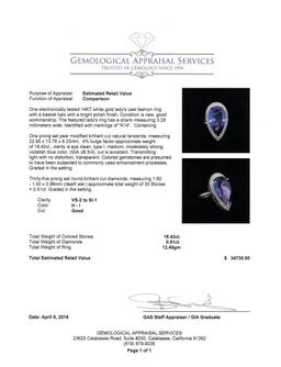 18.42 ctw Tanzanite and Diamond Ring - 14KT White Gold