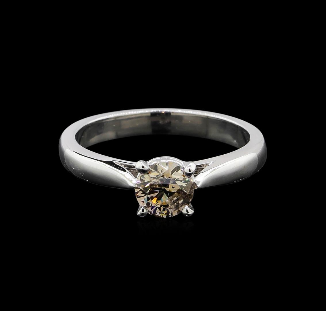 14KT White Gold 0.70 ctw Round Cut Fancy Brown Diamond Solitaire Ring