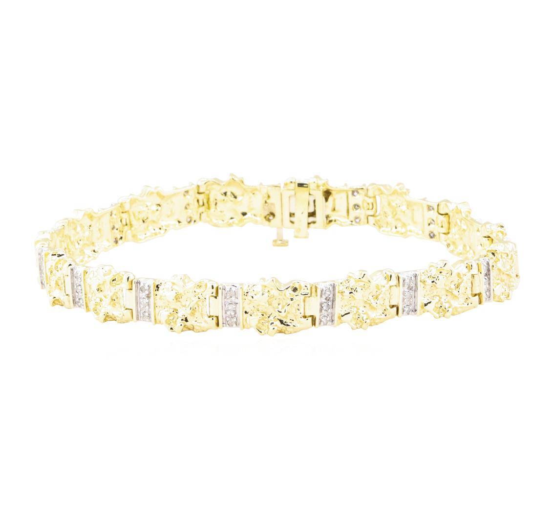 0.65 ctw Diamond Men's Nugget-Style Bracelet - 10KT Yellow Gold