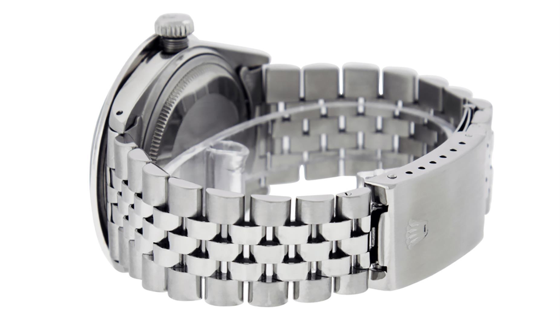 Rolex Mens Stainless Steel Black Jubilee 3 ctw Diamond Datejust Wristwatch 36MM