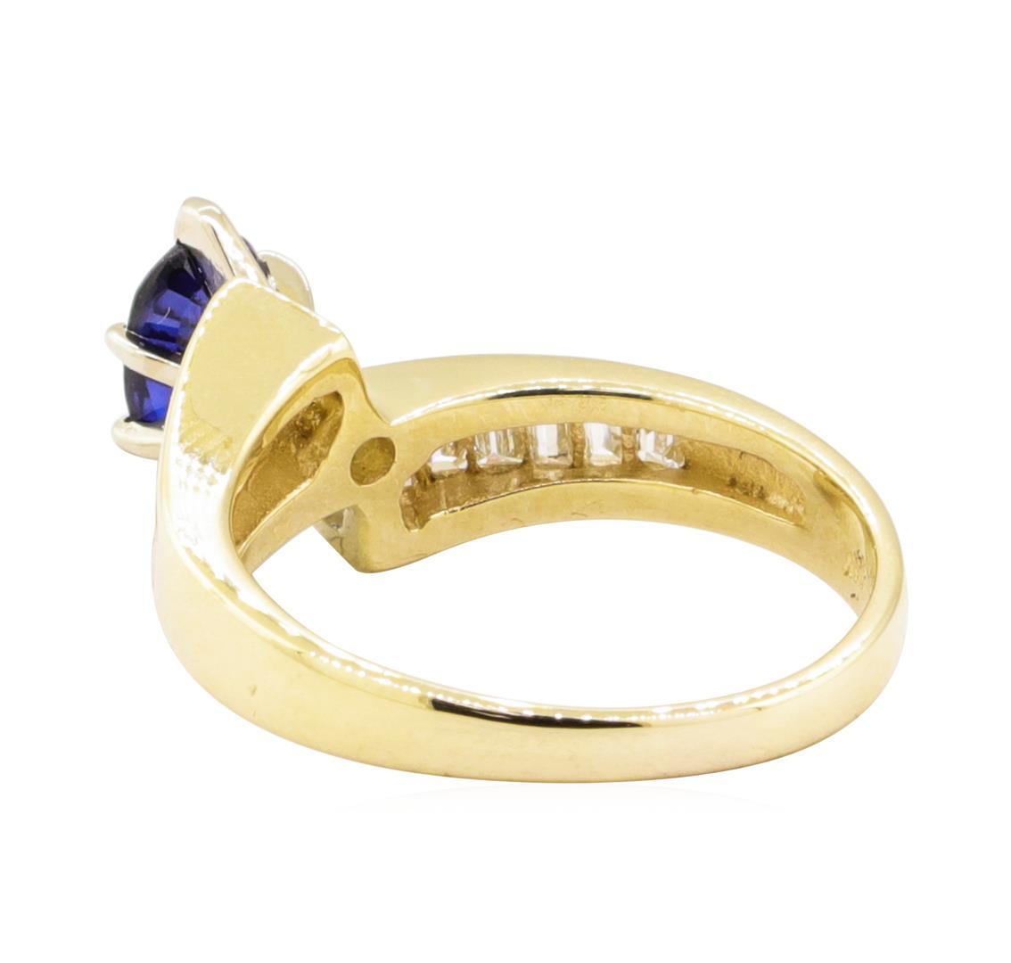 1.38 ctw Blue Sapphire and Diamond Ring - 14KT Yellow Gold