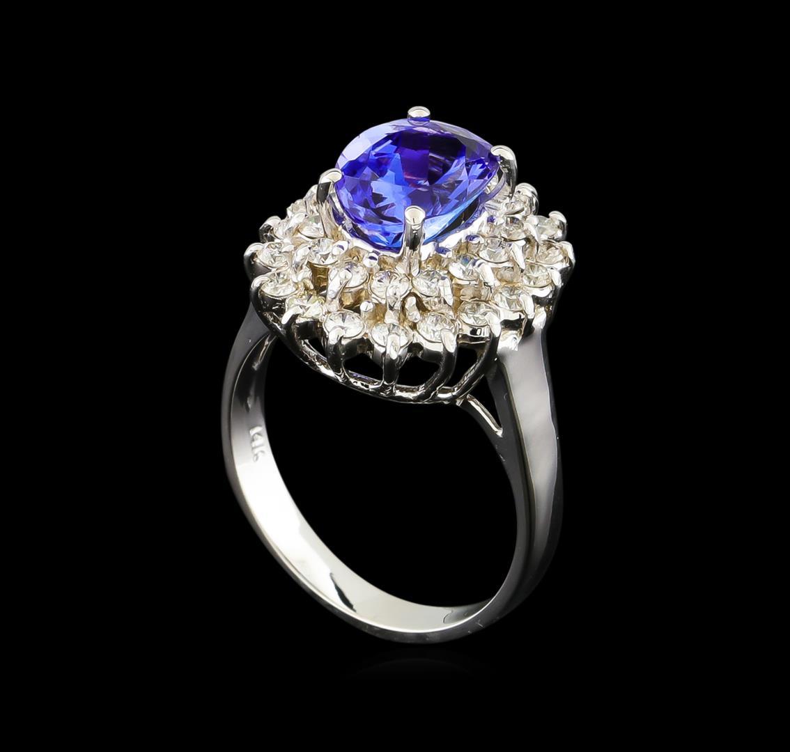 2.13 ctw Tanzanite and Diamond Ring - 14KT White Gold