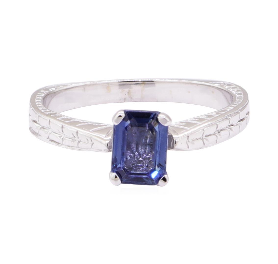 1.09 ctw Blue Sapphire Solitaire Ring - 14KT White Gold