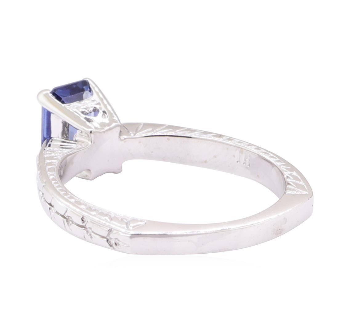 1.09 ctw Blue Sapphire Solitaire Ring - 14KT White Gold