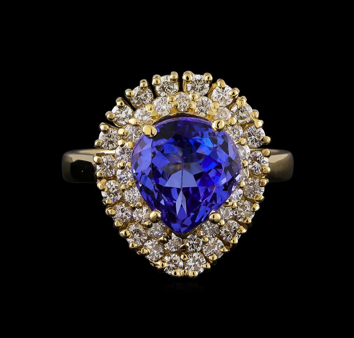 3.62 ctw Tanzanite and Diamond Ring - 14KT Yellow Gold