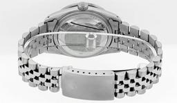 Rolex Mens Stainless Steel Diamond Lugs & Pyramid Bezel Datejust Wristwatch