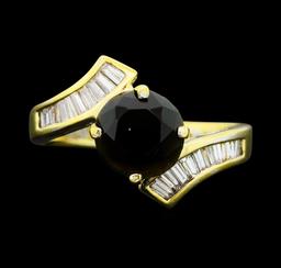 1.40 ctw Black and White Diamond Ring - 14KT Yellow Gold