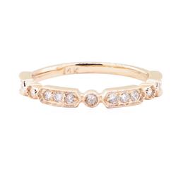 0.25 ctw Diamond Straight Line Station Ring with Milgrain Detailing - 14KT Rose