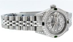 Rolex Ladies Stainless Steel Quickset MOP Diamond Lugs Oyster Datejust Wristwatc