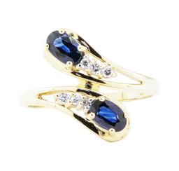 1.30 ctw Sapphire and Diamond Ring - 14KT Yellow Gold