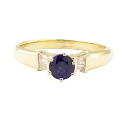 0.98 ctw Blue Sapphire and Diamond Ring - 14KT Yellow Gold