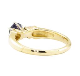 0.98 ctw Blue Sapphire and Diamond Ring - 14KT Yellow Gold