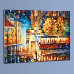 Leonid Afremov (1955-2019) "Night Trolley" Limited Edition Giclee on Canvas, Num