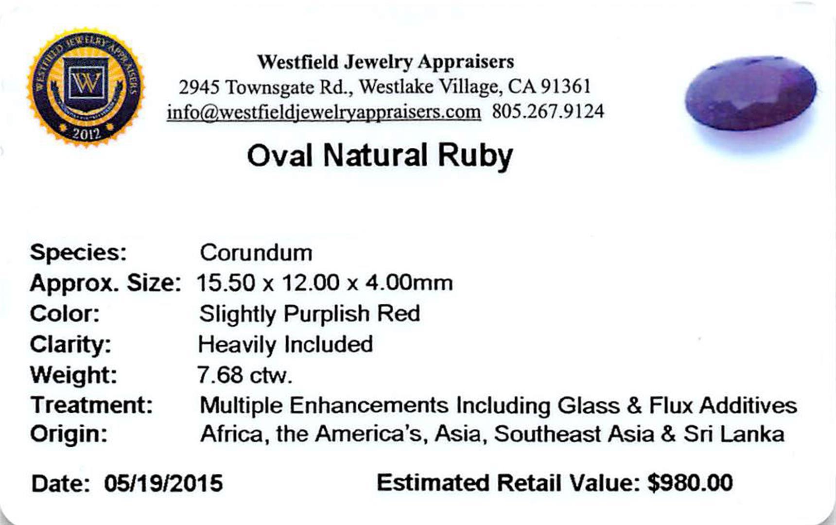 7.68 ctw Oval Ruby Parcel