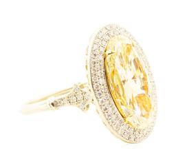 4.76 ctw Yellow Diamond Ring - 18K White and Yellow Gold