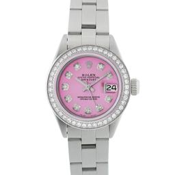 Rolex Ladies Stainless Steel Pink Diamond 26MM Oyster Perpetual Datejust