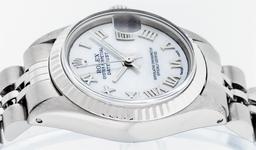 Rolex Ladies Stainless Steel Mother Of Pearl Oyster Perpetual Datejust Wristwatc