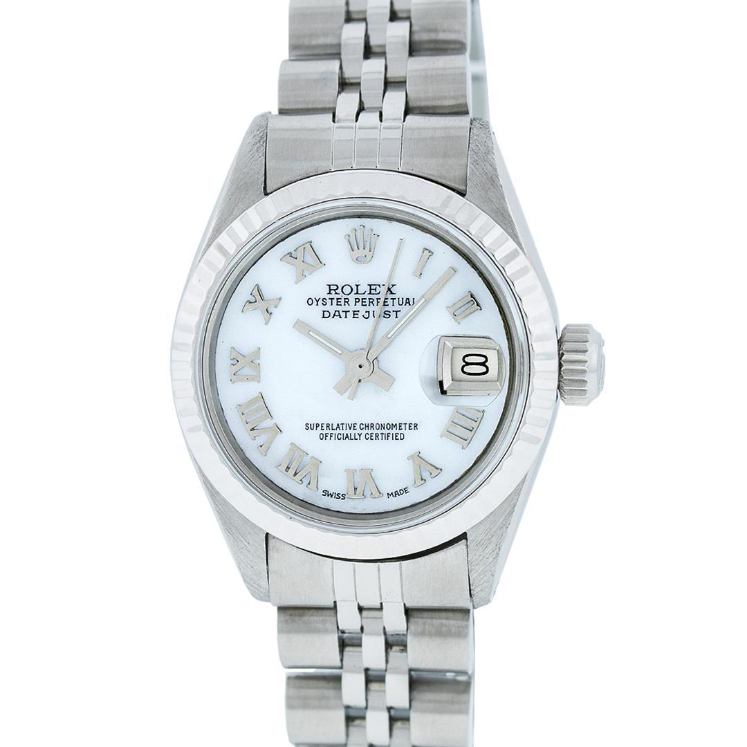 Rolex Ladies Stainless Steel Mother Of Pearl Oyster Perpetual Datejust Wristwatc