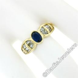 Trevi 18kt Yellow Gold 1.90 ctw Oval Sapphire & Baguette Diamond Ring