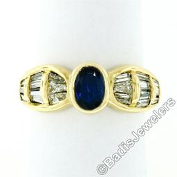 Trevi 18kt Yellow Gold 1.90 ctw Oval Sapphire & Baguette Diamond Ring