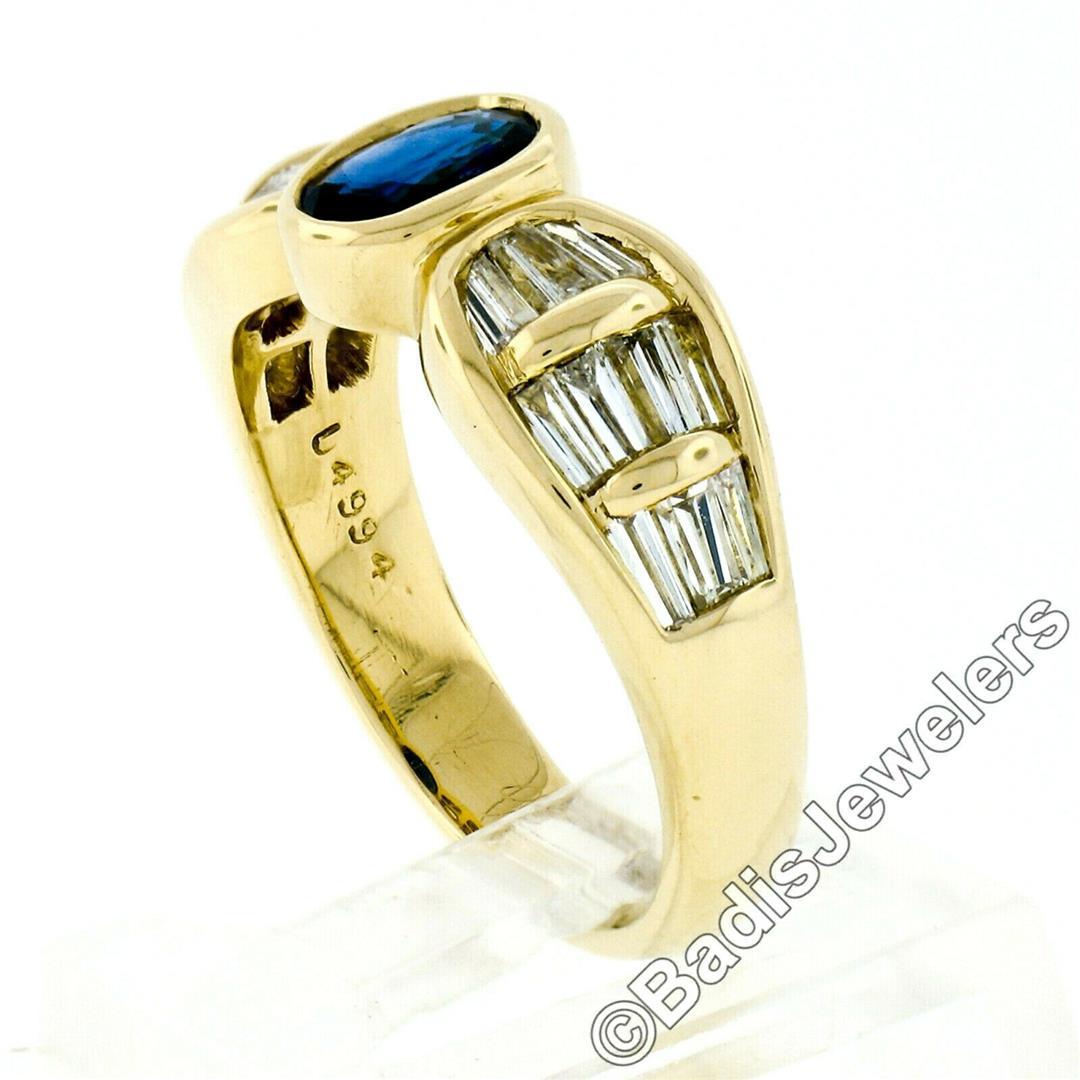 Trevi 18kt Yellow Gold 1.90 ctw Oval Sapphire & Baguette Diamond Ring