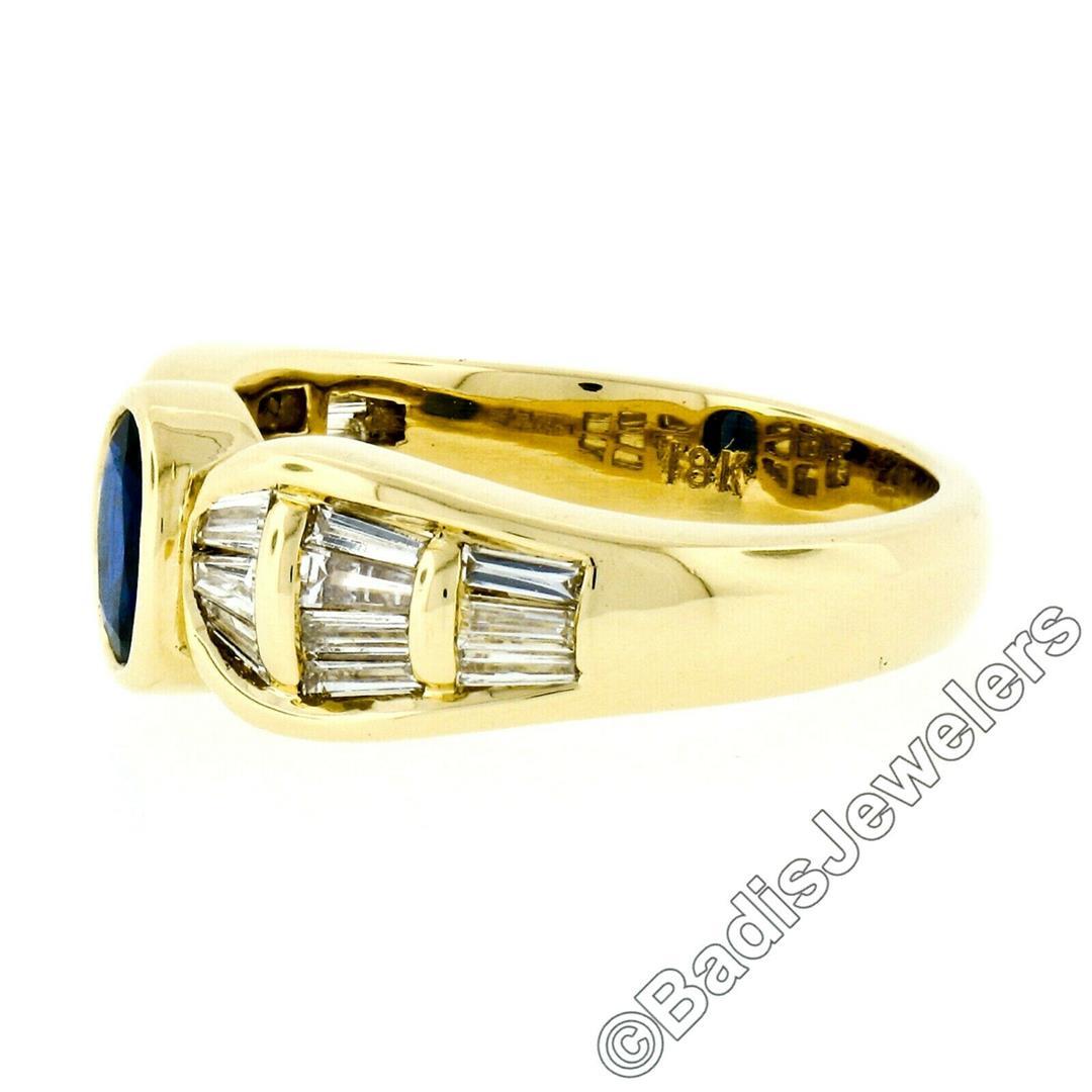 Trevi 18kt Yellow Gold 1.90 ctw Oval Sapphire & Baguette Diamond Ring