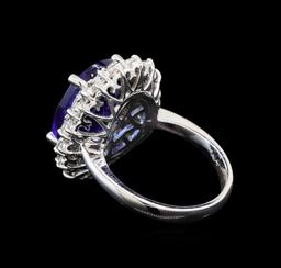 GIA Cert 10.03 ctw Tanzanite and Diamond Ring - 14KT White Gold