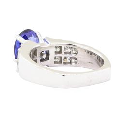 3.13 ctw Sapphire And Diamond Ring - 18KT White Gold
