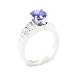 3.13 ctw Sapphire And Diamond Ring - 18KT White Gold