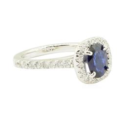 1.94 ctw Oval Brilliant Blue Sapphire And Diamond Ring - 14KT White Gold