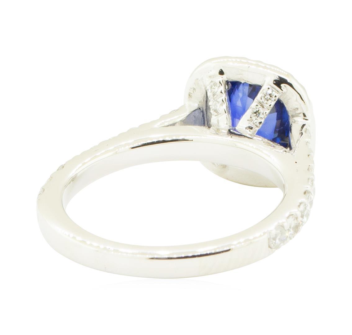 1.94 ctw Oval Brilliant Blue Sapphire And Diamond Ring - 14KT White Gold