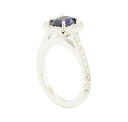 1.94 ctw Oval Brilliant Blue Sapphire And Diamond Ring - 14KT White Gold